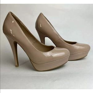 6.5 Med Women's LC LAUREN CONRAD "Johanna" Nude Pumps Heels Platform Beige